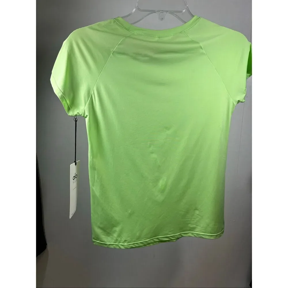 ALO Yoga NWT Pulse Short Sleeve Tee Slouchy Staple in Neon Lime Size Various